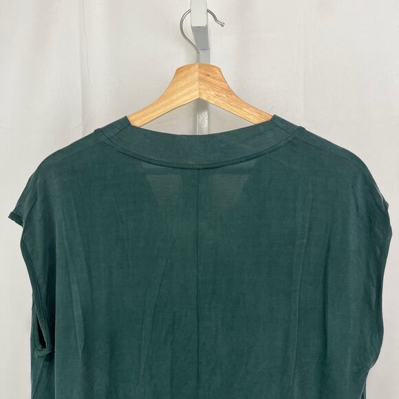 DOLAN Anthropologie Cap Sleeve V-Neck Tunic Dress Hi Low Green Petite S PS - Picture 6 of 9